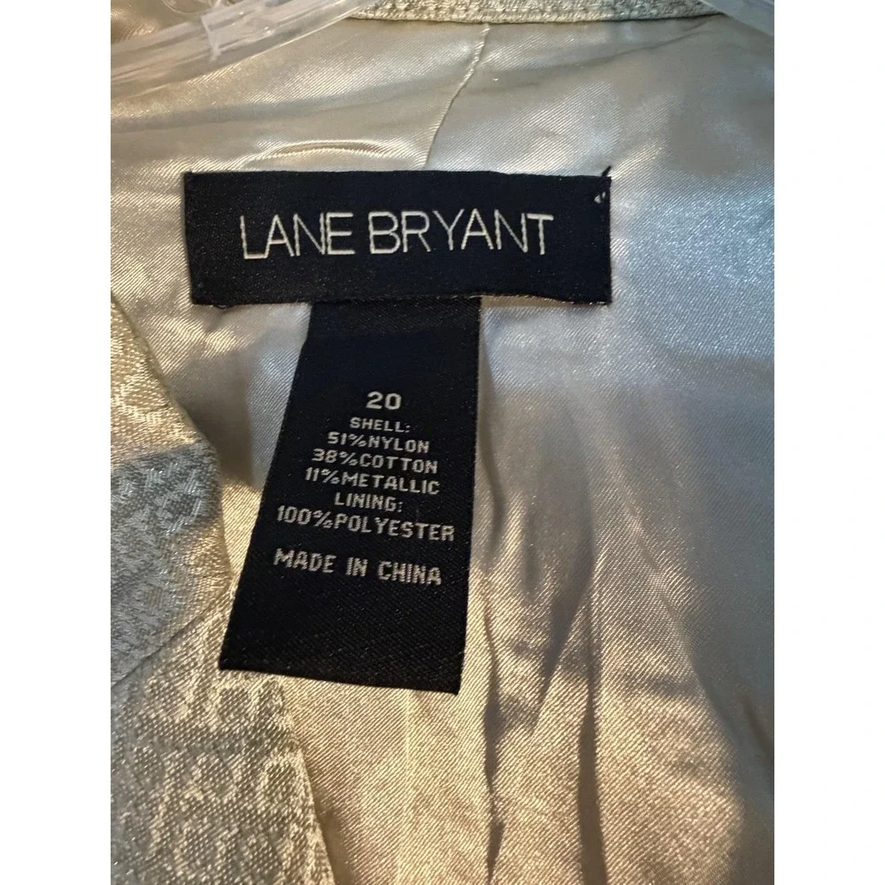 Lane Bryant Blazer Jacket Womens 20 Gold Jacquard One Button Lined Plus Formal